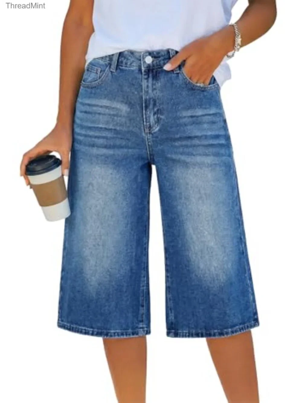 Women's Baggy High Waisted Denim Jorts Bermuda Shorts Y2K Retro